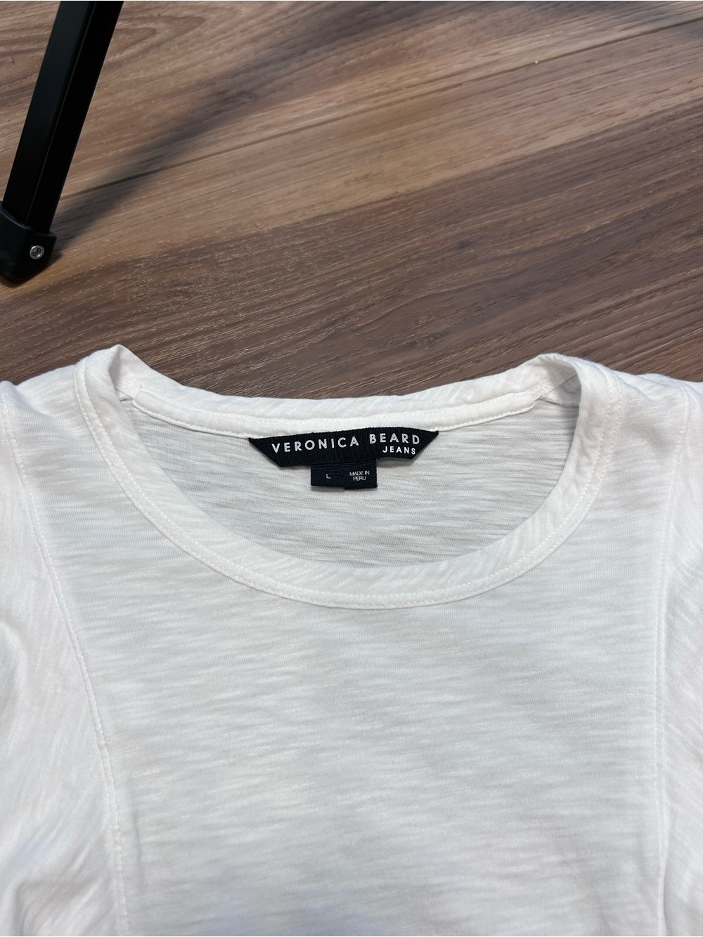 Veronica beard white Bea ruffled short sleeve t shirt size large ruffled basic - Picture 4 of 8